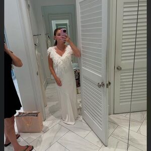 LoveShackFancy White Feathered maxi Dress or wedding gown